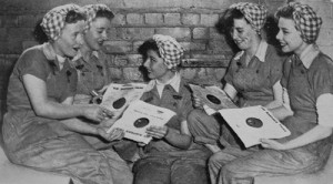 Sugar Girls choose the latest record to sing along to at work (1950s)