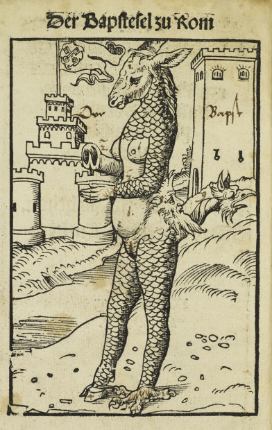 'Pope Donkey', Deutung des Papstesels zu Rom Philipp Melanchthon (1523)