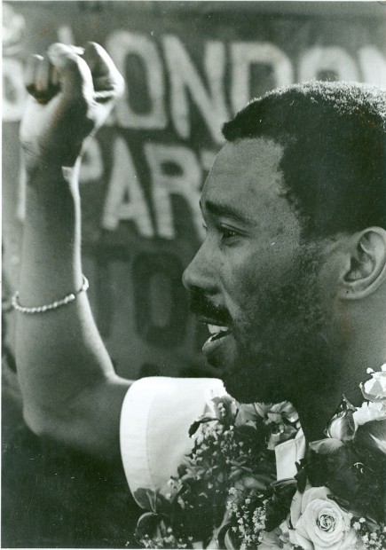 Simon Nkoli visits the Non-Stop Picket of the South African Embassy in London, 13 July 1989 (photo thought to be by Gordon Rainsford). All photos courtesy of Gay and Lesbian Memory in Action (GALA)