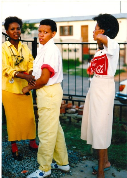 Bev Ditsie (centre) and friends celebrate her 16th birthday in Orlando, Soweto. The 1980s and 1990s saw a rise in LGBT organising and visibility in the townships.